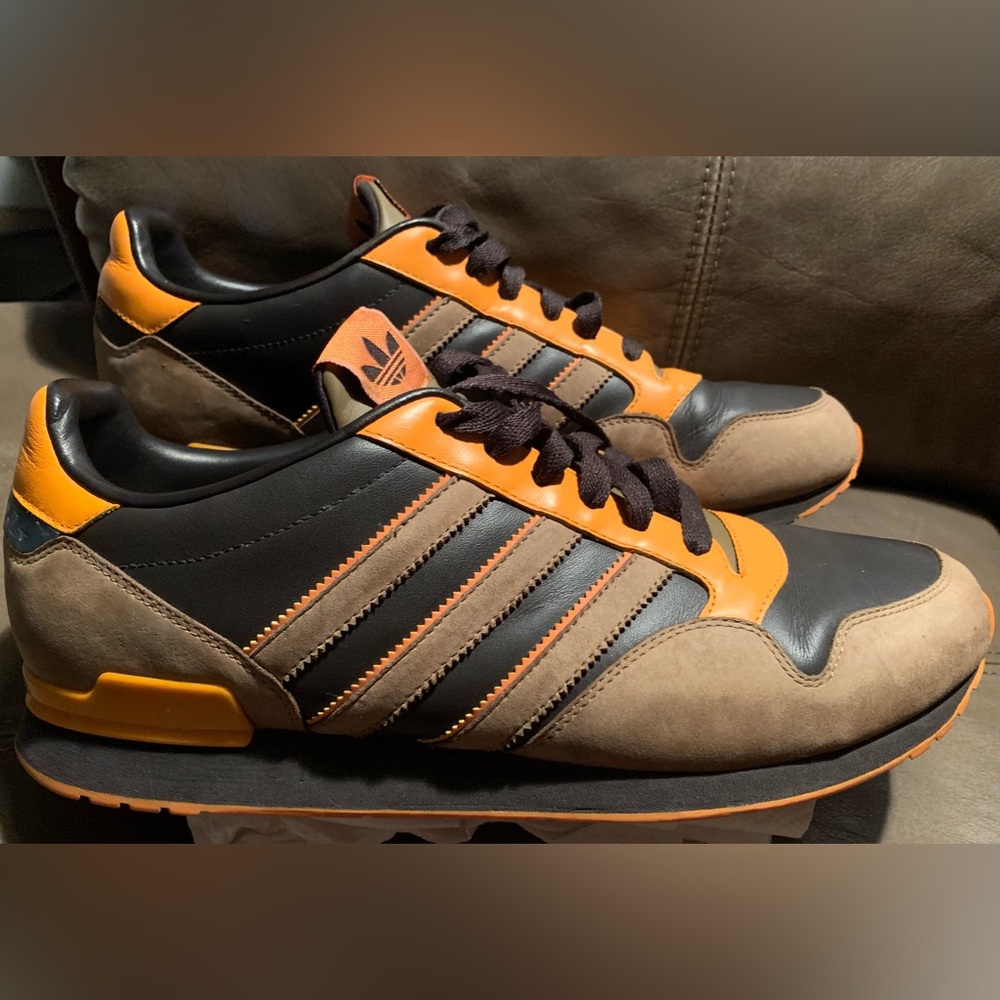 vintage adidas ZXZ+ brown orange tan sneakers. ULTRA RARE SAMPLE SHOE. M9 W11